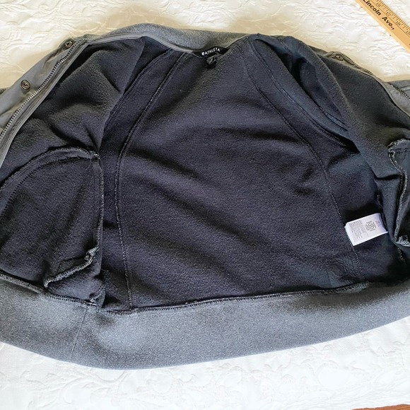 Athleta Retroplush Bomber Jacket Women XS Charcoal Gray Athleisure Full Zip Coat - Picture 10 of 13
